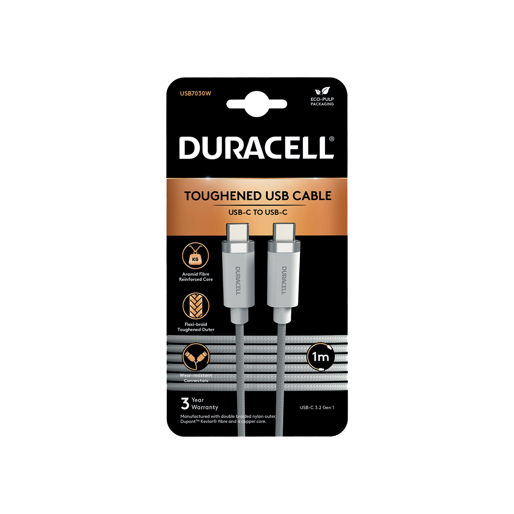 DURACELL 1M LIGHTNING CABLE BLACK C-C Şarj Kabloları